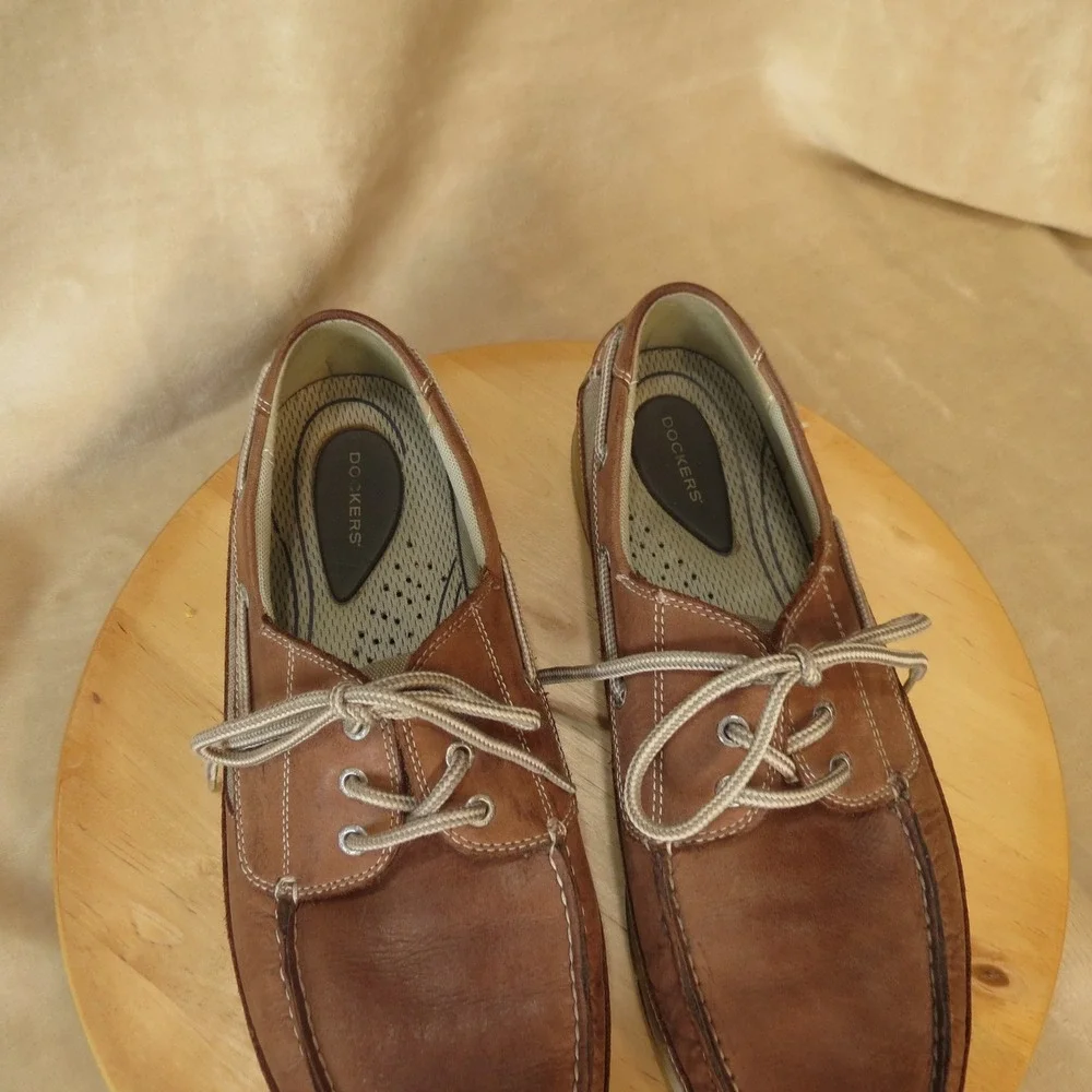 Dockers Boat Shoes Mens 13M‎ Brown Leather Mesh Nautical Casual Deck Shoes